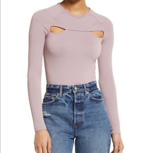 NWT TOPSHOP Cutout Long Sleeve Bodysuit Purple Size Small